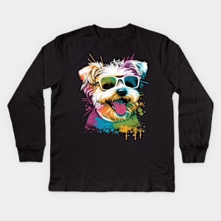 Dog Wearing Sunglasses Kids Long Sleeve T-Shirt